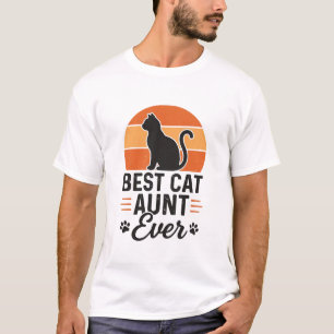 Best Cat Aunt Ever Vintage Sunset Cat Shirt Design