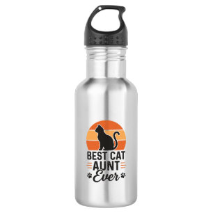 Best Cat Aunt Ever Vintage Sunset Cat Shirt Design 532 Ml Water Bottle