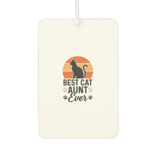Best Cat Aunt Ever Vintage Sunset Cat Shirt Design Car Air Freshener