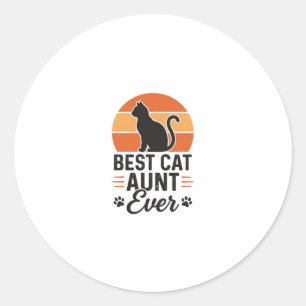 Best Cat Aunt Ever Vintage Sunset Cat Shirt Design Classic Round Sticker