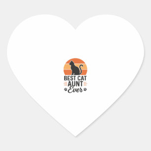 Best Cat Aunt Ever Vintage Sunset Cat Shirt Design Heart Sticker