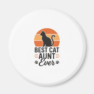 Best Cat Aunt Ever Vintage Sunset Cat Shirt Design Magnet