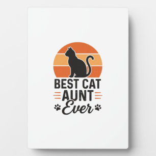 Best Cat Aunt Ever Vintage Sunset Cat Shirt Design Plaque