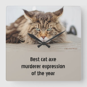 Best cat ax murderer expression square wall clock