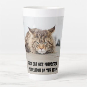 Best cat axe murderer expression latte mug