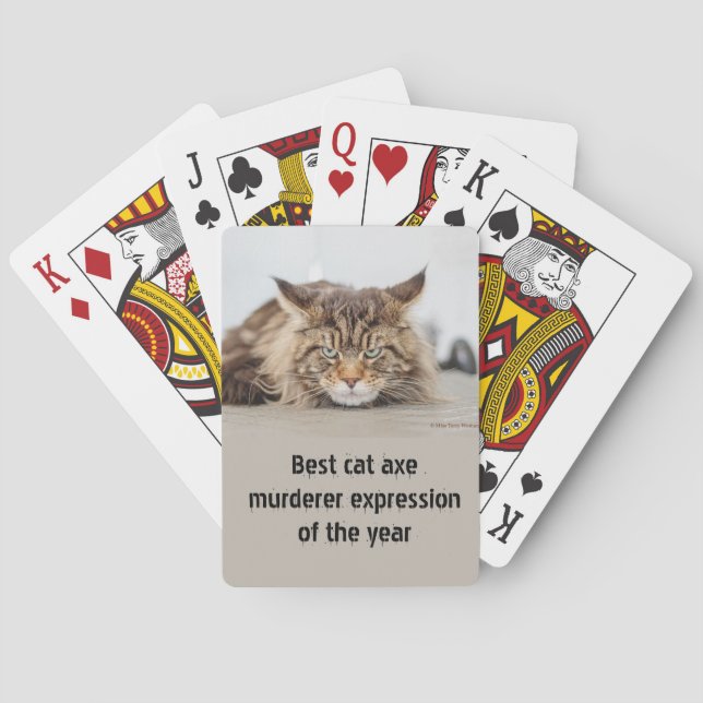 Best cat axe murderer expression playing cards (Back)