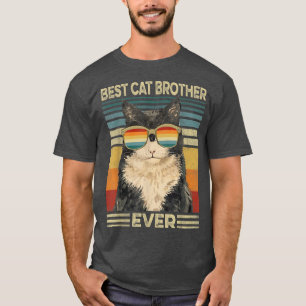 Best Cat Brother Ever Retro Vintage Cat Dad Father T-Shirt