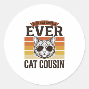 Best Cat Cousin Ever Vintage Cat Shirt Design_1 Classic Round Sticker