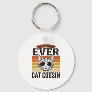 Best Cat Cousin Ever Vintage Cat Shirt Design_1 Key Ring