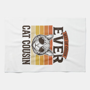 Best Cat Cousin Ever Vintage Cat Shirt Design_1 Tea Towel