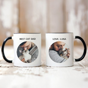 Best Cat Dad 2 Photo Pet Name Mug