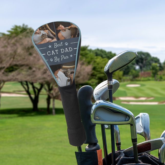 Best Cat Dad By Par | 3 Photo Golf Head Cover (Creator Uploaded)