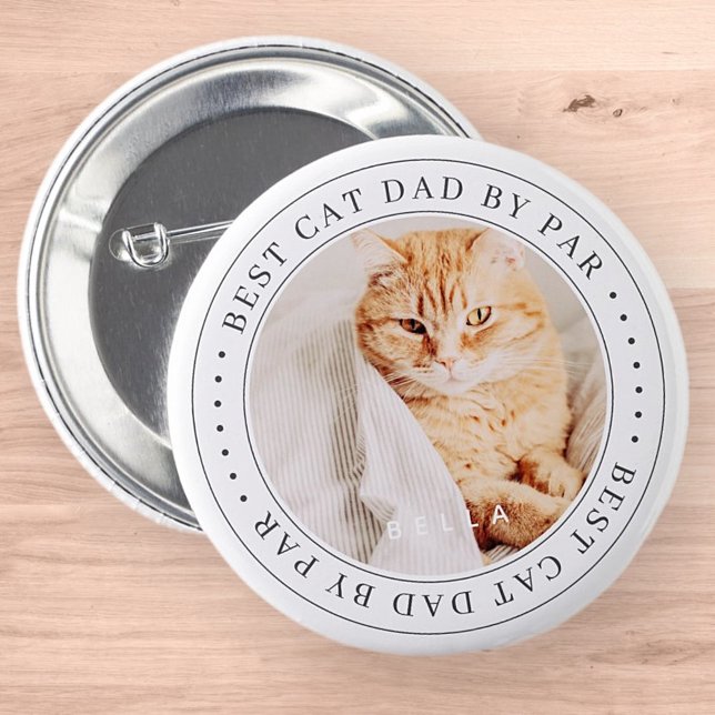 Best Cat Dad By Par Classic Simple Photo 6 Cm Round Badge (Creator Uploaded)