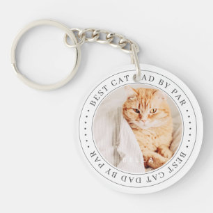 Best Cat Dad By Par Classic Simple Photo Key Ring