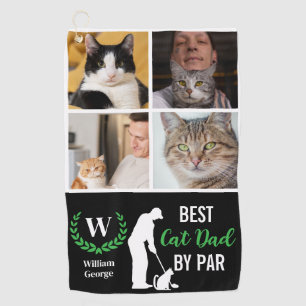 Best Cat Dad By Par Photo Collage for Father’s Day Golf Towel