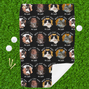 Best Cat Dad by Par with Your 4 Cat’s Photo Golf Towel
