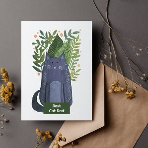 Best Cat Dad Cat and branches illustration Holiday Card
