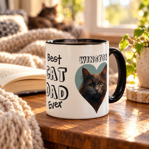 Best Cat Dad Custom Pet Photo And Name Mug