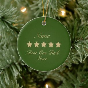 Best Cat Dad Ever 5 Stars Review Ornament