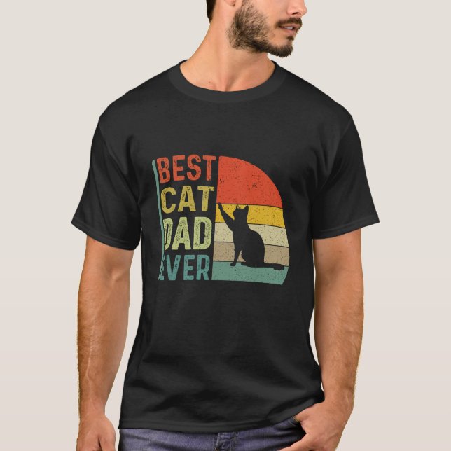 Best Cat Dad Ever American Flag Daddy Father's Day T-Shirt (Front)