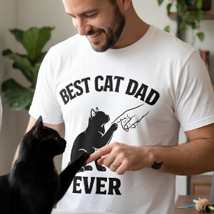 Best Cat Dad Ever Black Cat & Finger Tap  T-Shirt