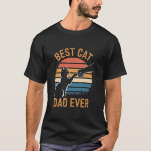 Best Cat Dad Ever Bump Fist Cat Daddy Funny Retro T-Shirt