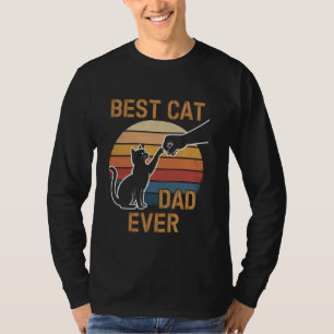 Best Cat Dad Ever Bump Fist Vintage Funny Retro Da T-Shirt