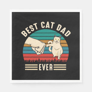 Best Cat Dad Ever Cat Fist Vintage Men Napkin