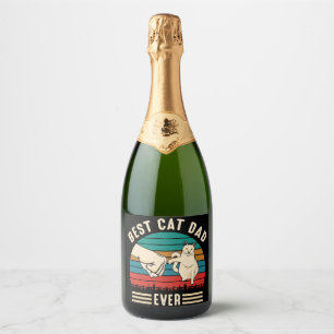 Best Cat Dad Ever Cat Fist Vintage Men Sparkling Wine Label