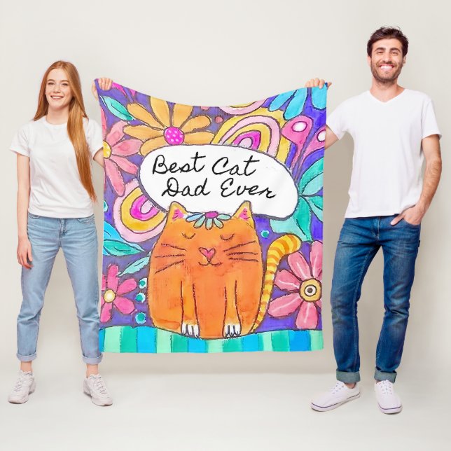 Best Cat Dad Ever Cat Gift for Dad Blanket (In Situ)