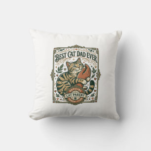 Best Cat Dad Ever Cat Mum Dad Parent Vintage Vecto Cushion