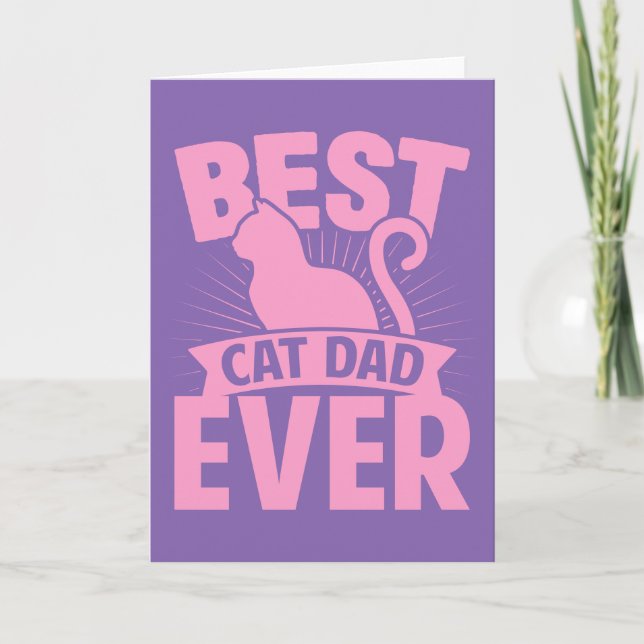 Best Cat Dad Ever - Cat Silhouette Card (Front)