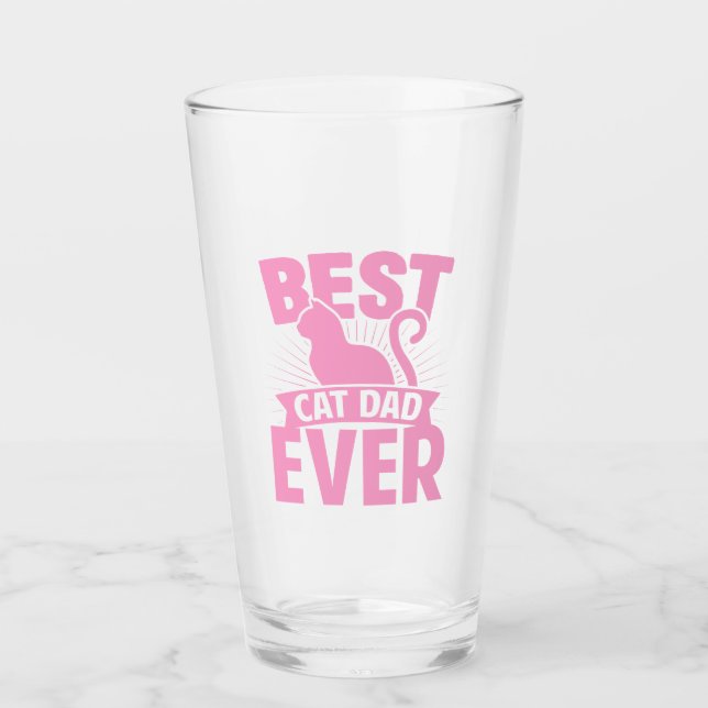 Best Cat Dad Ever - Cat Silhouette Glass (Front)