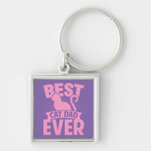 Best Cat Dad Ever - Cat Silhouette Key Ring
