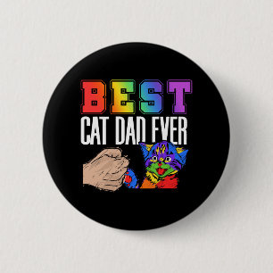 Best Cat Dad Ever Colourful Rainbow Father's Day 6 Cm Round Badge