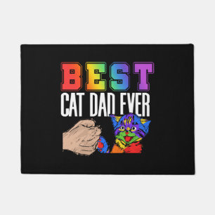 Best Cat Dad Ever Colourful Rainbow Father's Day Doormat