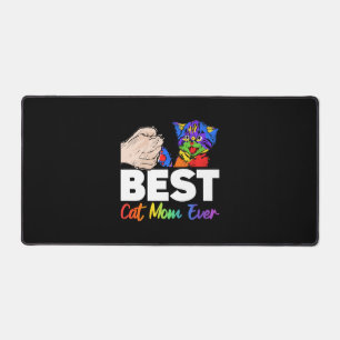 Best Cat Dad Ever Colourful Rainbow Mother's Day Desk Mat