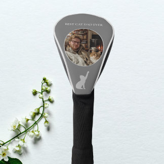 Best Cat Dad Ever Custom Photo - Dark Grey  Golf Head Cover