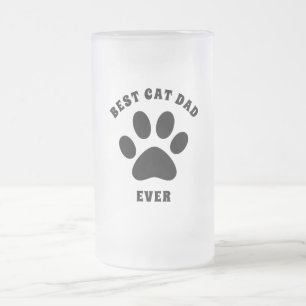 Best Cat Dad Ever Custom Text Personalised Frosted Glass Beer Mug