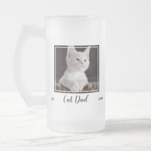 Best Cat Dad Ever - Cute Pet Cat Photo Frosted Glass Beer Mug