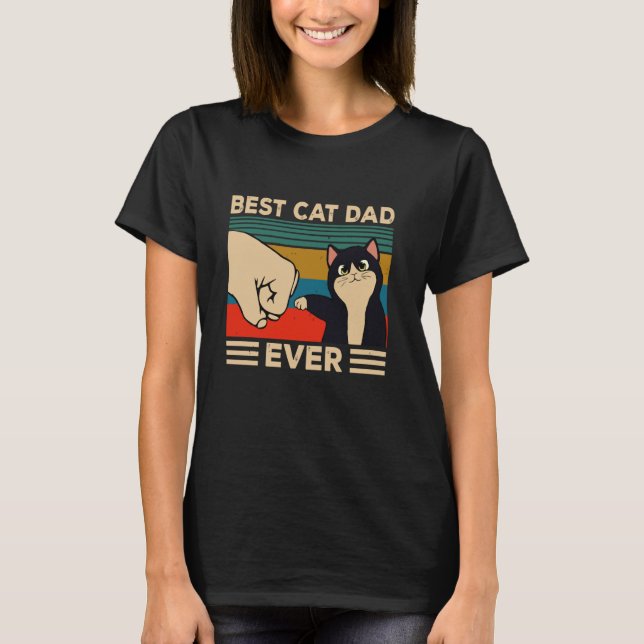 Best Cat Dad Ever Daddy Paw Fist Bump Meow Kitten T-Shirt (Front)