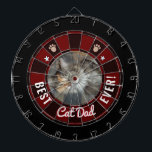 Best Cat Dad Ever Dartboard<br><div class="desc">Coloured background with Best cat dad ever. One centre photo upload option. Easy to replace with your own cat photo! Fun and unique gift idea.</div>