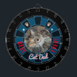 Best Cat Dad Ever Dartboard<br><div class="desc">Coloured background with Best cat dad ever. One centre photo upload option. Easy to replace with your own cat photo! Fun and unique gift idea.</div>
