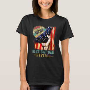 Best Cat Dad Ever Father Day Patriotic American Fl T-Shirt