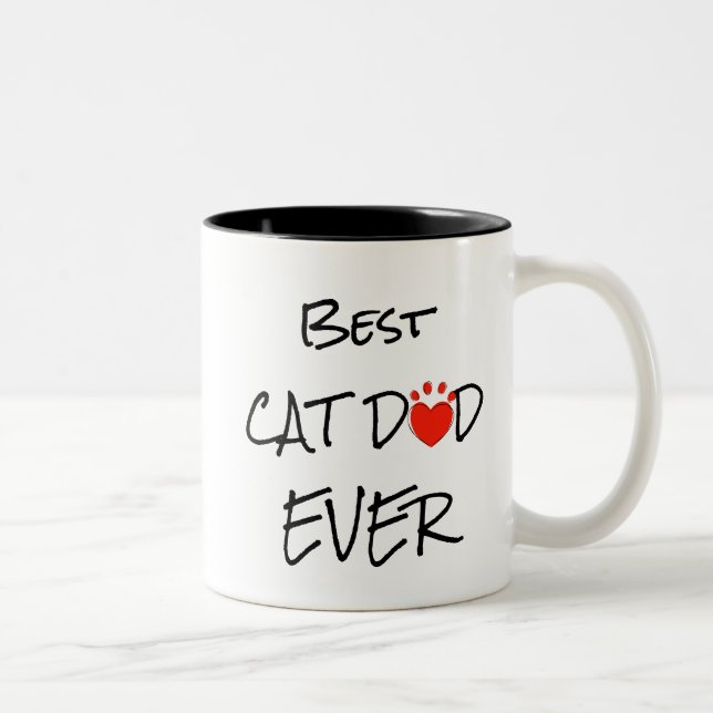 Best Cat Dad Ever Father's Day Personalised Photo Two-Tone Coffee Mug (Right)