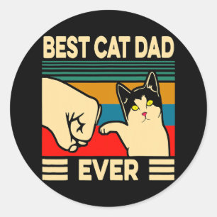 Best Cat Dad Ever Funny Cat Dad Father Vintage Classic Round Sticker