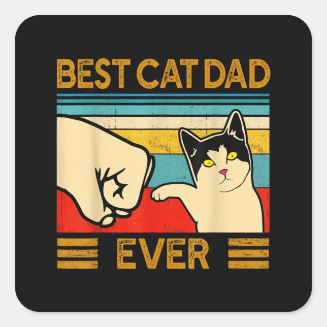 Best Cat Dad Ever Funny Cat Daddy Square Sticker (Front)