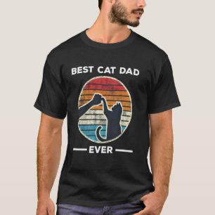 Best Cat Dad Ever Funny Cat Father Retro T-Shirt