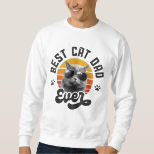 Best Cat Dad Ever Funny Daddy Father's Day Retro V Sweatshirt