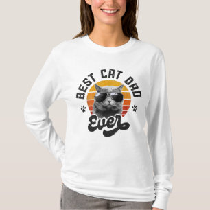 Best Cat Dad Ever Funny Daddy Father's Day Retro V T-Shirt
